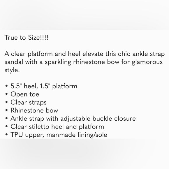 Serenity Rhinestone Bow Clear Platform Sandal Size 9 By Chase & Chloe … - Picture 14 of 14